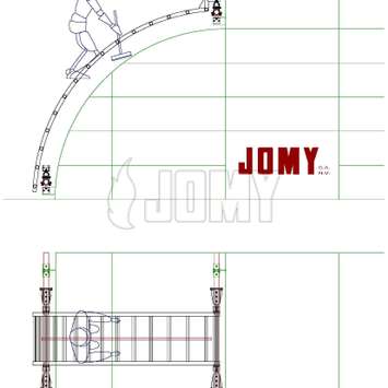 CAD-plan van een gebogen oppervlaktrap - Building Maintenance Unit